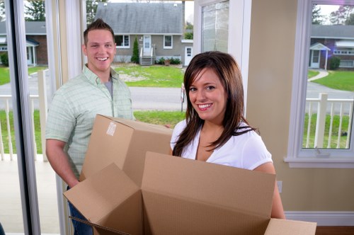 Careful loading of office and commercial items for transport