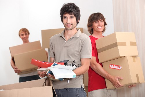 Business relocation items and office equipment ready for transport in Waddon