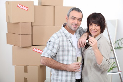 Local removals van near flats and houses in Waddon